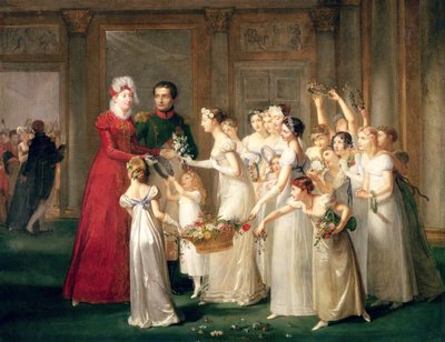 The Arrival of Marie-Louise de Habsbourg-Lorraine (1791-1847) in the Gallery of the Chateau de Compiegne, 28th March 1810 by Pauline Auzou