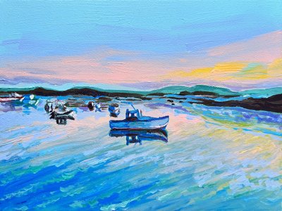 Colorful Boats Calm Water by Pauline Wegman | Key and Sea Creative