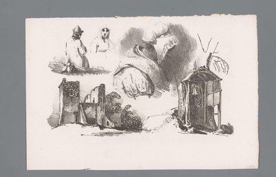 Three Figures and Two Ruins by Paulus Lauters
