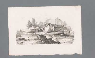 View of a House by a River by Paulus Lauters