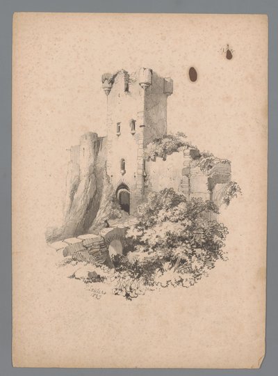 View of a Ruin of a Tower with Gate by Paulus Lauters
