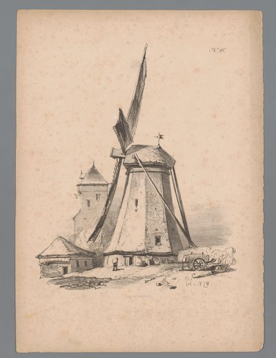 View of a Windmill by Paulus Lauters
