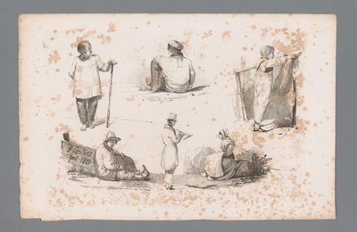 Six different figures (Principles of landscapes) (Principes de paysages) by Paulus Lauters
