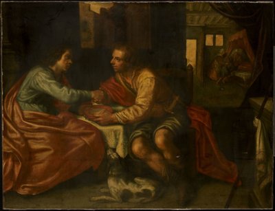 Esau selling his Birthright (Genesis 27:1-29) by Paulus Moreelse (copy after)