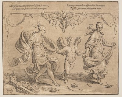 Cupid with Youth and Luxury by Paulus Moreelse