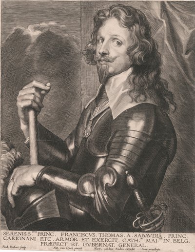 Serenissmus Prince Franciscus Thomas of Savoy, Prince of Carignano, etc. Armor and Army by Paulus Pontius