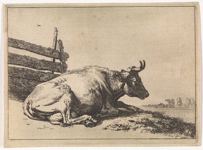 Lying Cow by a Fence by Paulus Potter