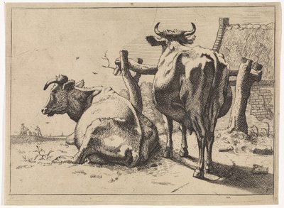 Two Cows Seen from Behind (Het Bullenboekje) by Paulus Potter