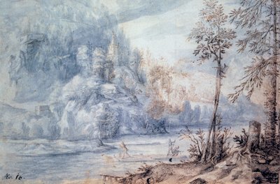 Edge of River with Raft by Paulus van Vianen II