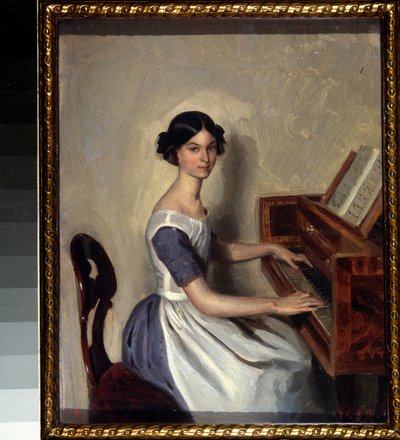 Portrait of Nadezhda Zhdanovich at the Harpsichord by Pavel Andreevich Fedotov