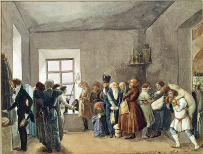 Reception Room of a Police Commissioner the Night Before a Holiday by Pavel Andreevich Fedotov