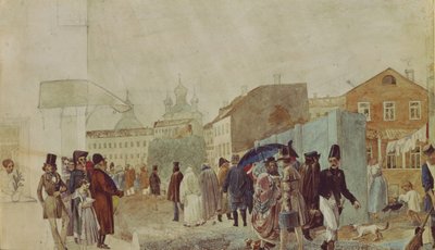 Street Scene in Moscow During the Rain by Pavel Andreevich Fedotov