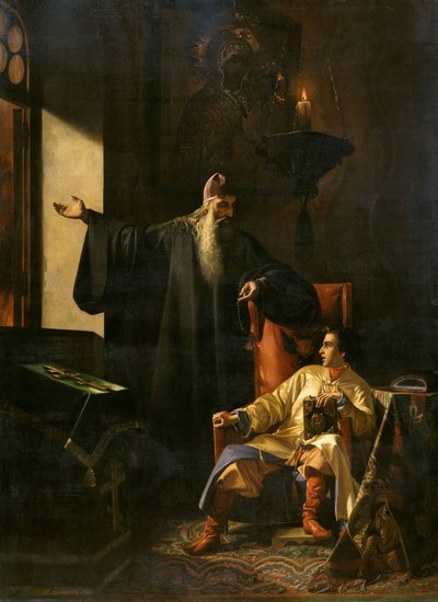 Ivan the Terrible and the priest Silvester during the Fire of Moscow on 1547, 1856 by Pavel Fyodorovich Pleshanov