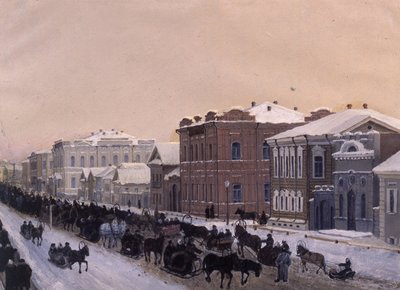 Tomsk, Magistratskaya Street during the Shrovetide in 1897 by Pavel Mikhaylovich Kosharov