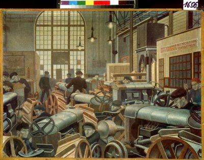 The Tractor Assembly Shop at the Putilov Factory by Pawel Nikolajewitsch Filonow