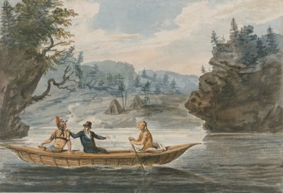 Two Indians and a White Man in a Canoe by Pavel Petrovic Svin