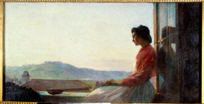 Jovanina Sitting on the Window Support by Pavel Petrovich Chistyakov