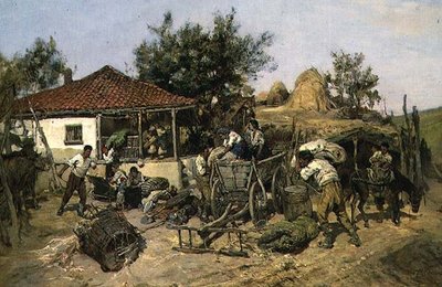 Peasants Loading a Cart by Pawel Kowalewsky