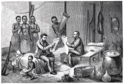 Livingstone and Stanley Receiving Newspapers in Central Africa by Pearson