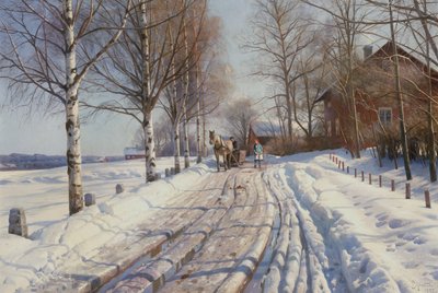 Sunny Winter Day in Vestanvik by Leksand, Dalarna by Peder Monsted