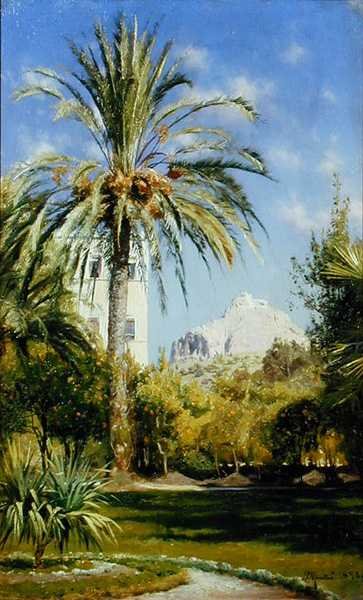 The Gardens of the Royal Palace Looking Towards Lykavitos Hill, Athens by Peder Monsted