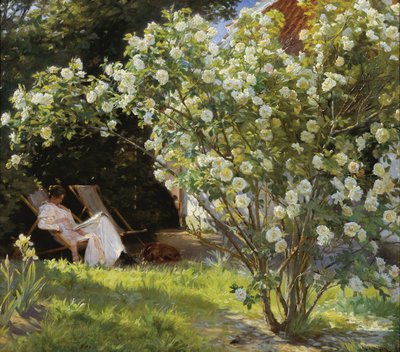 Roses. Marie Krøyer Seated in the Deckchair in the Garden by Mrs Bendsen