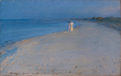 Summer Evening at the South Beach, Skagen. Anna Acher and Marie Krøyer by Peder Severin Krøyer