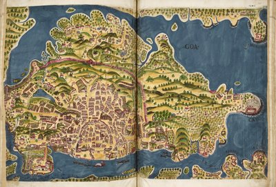 Portuguese illustration of Goa, from the manuscript Livro do Estado da India Oriental of Pedro Barreto de Resende, Sloane MS 197 by Pedro Barretto de Resende