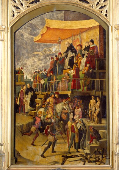 Inquisition Autodafe presided by Saint Dominica de Guzman (1170-1221), founder of the Dominican Order (detail) by Pedro Berruguete