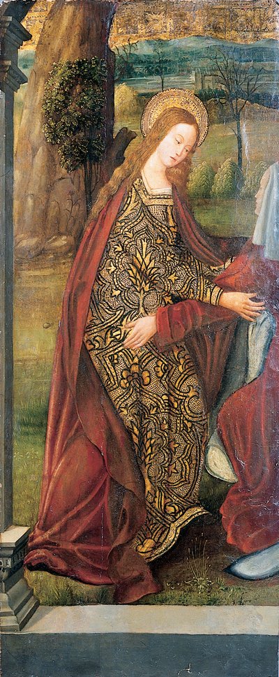 The Visitation - a wing of an altarpiece, a fragment by Pedro Berruguete
