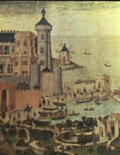 The Port of Majorca with the Almudaine Towers, During the Conquest of the City by James I (detail) by Pedro Nisart