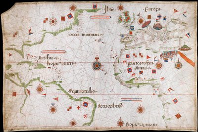Chart of the Atlantic Ocean, Mediterranean and Black Sea, c.1535 by Pedro Reinel
