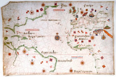 Portulan Chart of the Atlantic Ocean, Mediterranean and Black Sea, c.1535 by Pedro Reinel