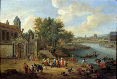 The entrance to the arsenal, the Louviers island and the tip of the island Saint Louis in Paris around 1670 by Peeter or Pieter Bout