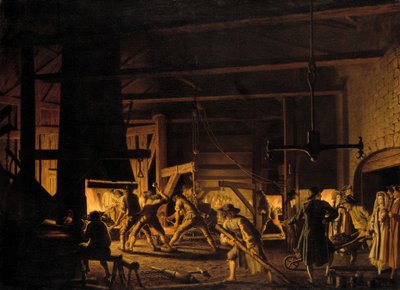 In the Anchor-Forge at Soderfors. The Smiths Hard at Work by Pehr Hilleström