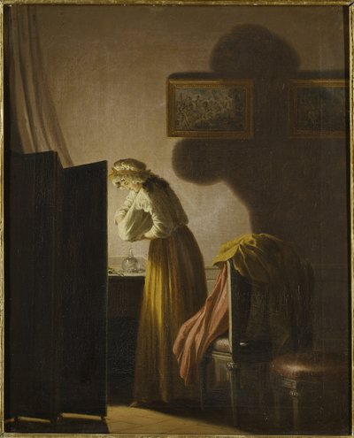 A Woman Catching Fleas by Candlelight by Pehr Hilleström