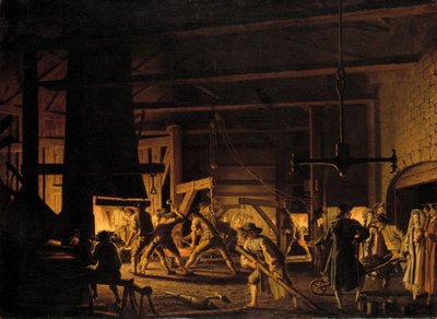 In the Anchor-Forge at Söderfors. The Smiths Hard at Work by Pehr Hilleström d.ä.