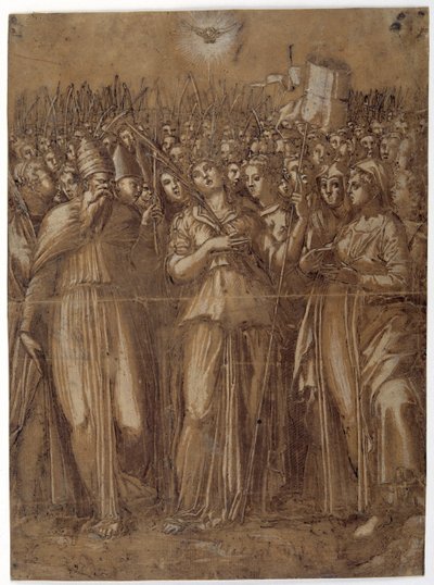 St Ursula with the martyred virgins by Pellegrino (c.1460 1523) Aretusi