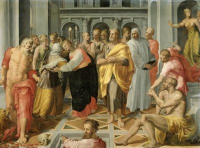 Visitation (Meeting of Mary and Elizabeth in the Presence of Saints Joseph and Jerome) by Pellegrino Tibaldi (circle of)