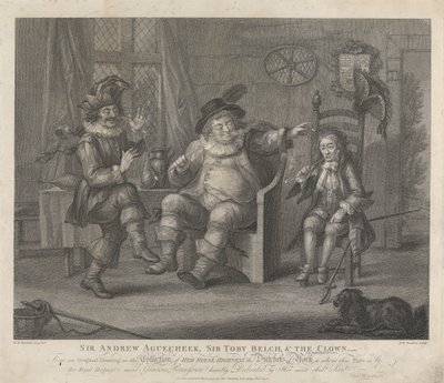 Sir Andrew Aguecheek, Sir Toby Belch and the Clown - Twelfth Night, Act II, Scene III by Peltro W. Tomkins