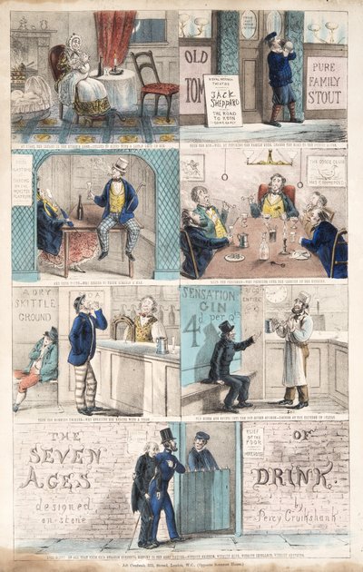 The Seven Ages of Drink, pub.c. 1872 by Percy Cruikshank