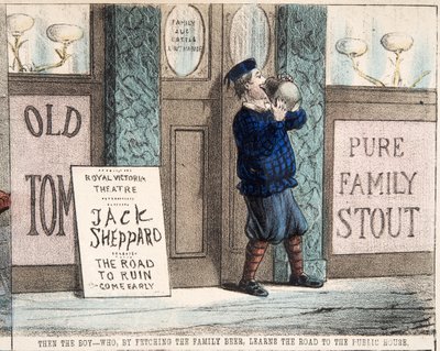 The Boy Who, by Fetching the Family Beer, Learns the Road to the Public House, pub.c. 1872 by Percy Cruikshank