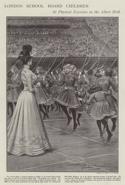 London School Board children at physical exercises in the Albert Hall by Percy F.S. (after) Spence
