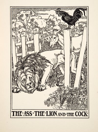 The Ass, the Lion and the Cock, from A Hundred Fables of Aesop by Percy J. Billingshurst
