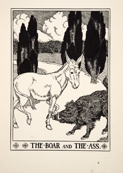 The Boar and the Ass, from A Hundred Fables of Aesop, pub.1903 by Percy J. Billingshurst
