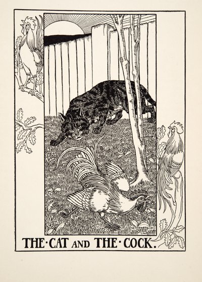 The Cat and the Cock, from A Hundred Fables of Aesop, pub.1903 by Percy J. Billingshurst
