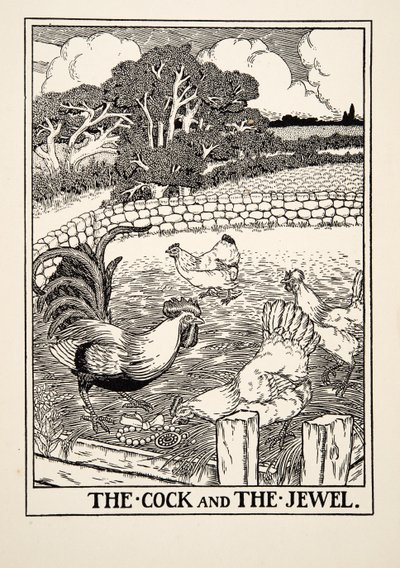 The Cock and the Jewel, from A Hundred Fables of Aesop, pub.1903 by Percy J. Billingshurst