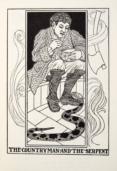The Countryman and the Serpent, from Fontaine Fables by Percy J. Billingshurst