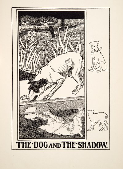 The Dog and the Shadow, from A Hundred Fables of Aesop, pub.1903 by Percy J. Billingshurst