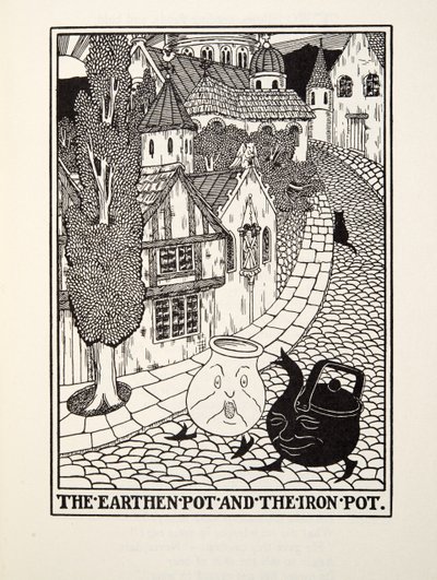The Earthen Pot and the Iron Pot, from Fontaine Fables, pub. 1905 by Percy J. Billingshurst